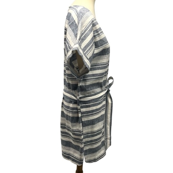 Madewell Perimeter Striped Linen Blend V Neck Casual Romper Women’s Large - Picture 10 of 15